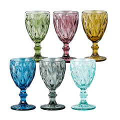 Wholesale Elegant Personalized Decoration Colored Goblet Vintage Pressed Wine Glass Cups